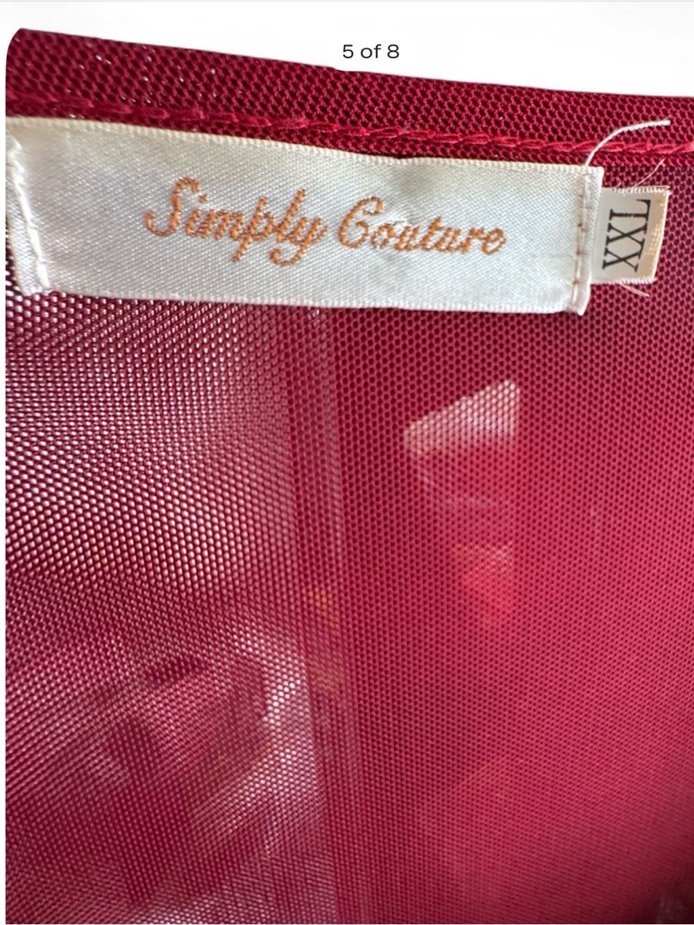 Simply Couture Art Deco Burgundy Sequin Peacock Tunic Blouse XXL - Picture 5 of 8